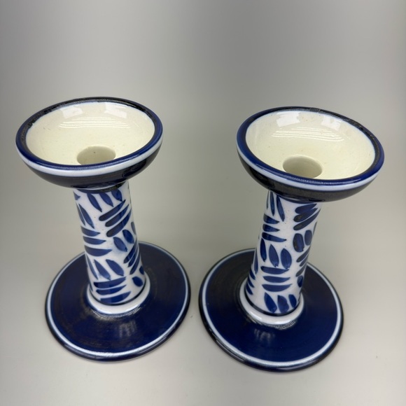 Vintage Blue and White Dansk Candleholders - Picture 2 of 10